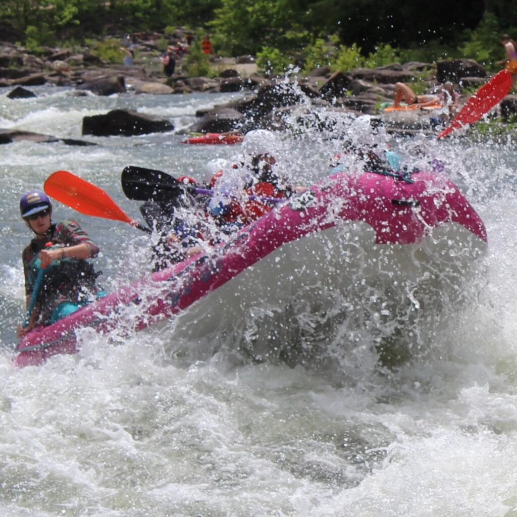 Rafters hitting a rapid on the Olympic Section of the Ocoee River.