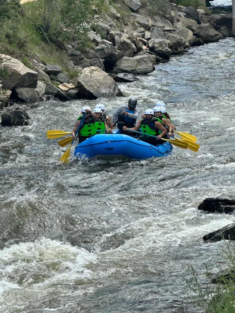 Clear Creek Rafting with waves and splashes.