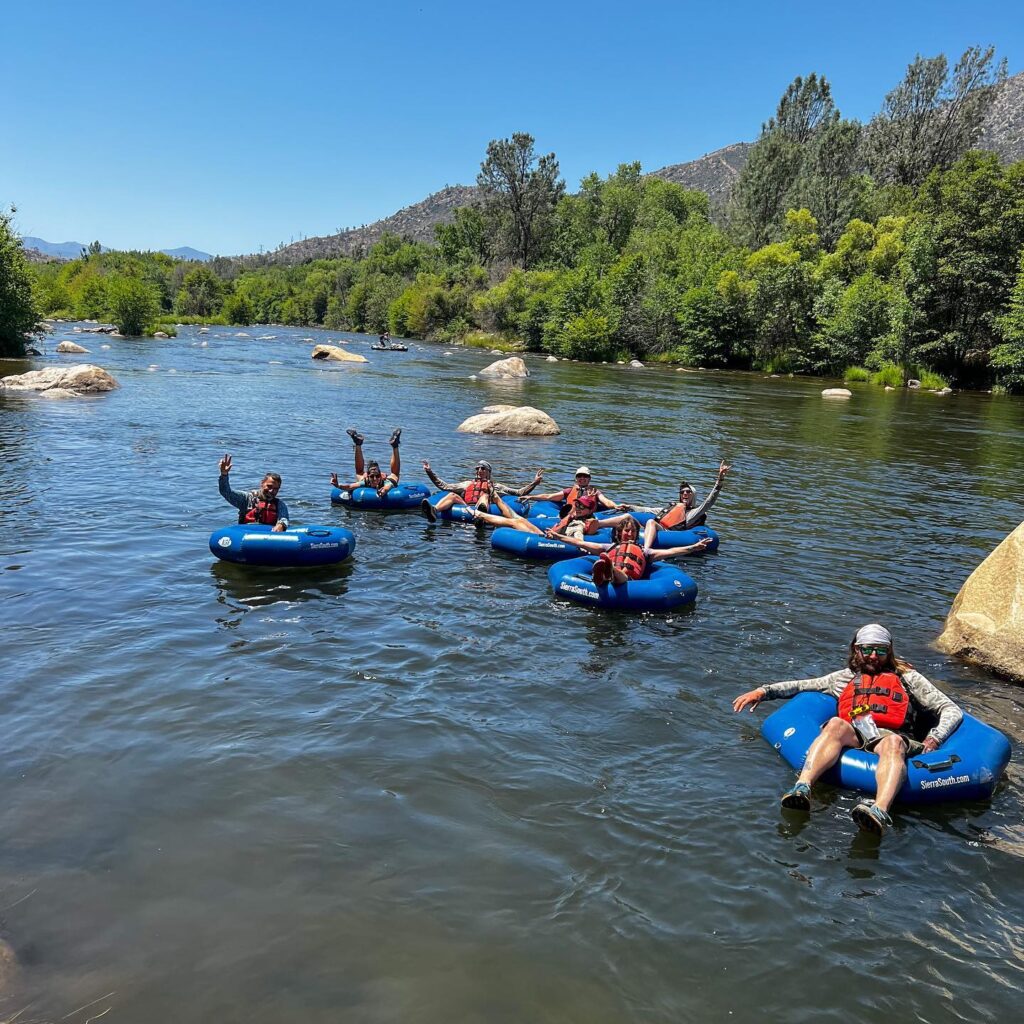Inner tubing on the Kern River with Sierra South Mountain Sports.