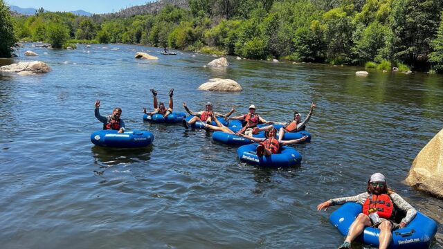 Inner tubing on the Kern River with Sierra South Mountain Sports.