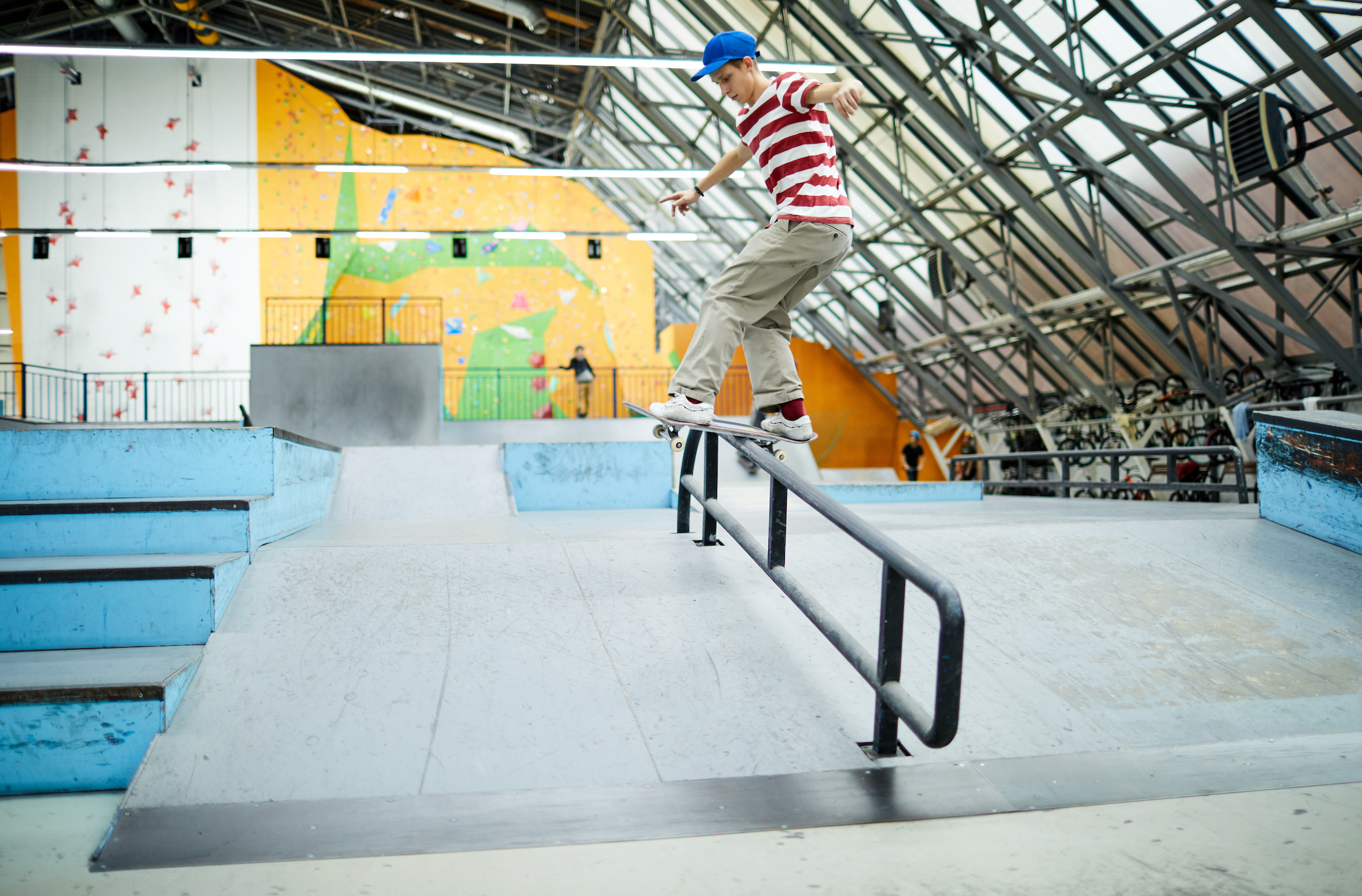 boy skating at an indoor skate park