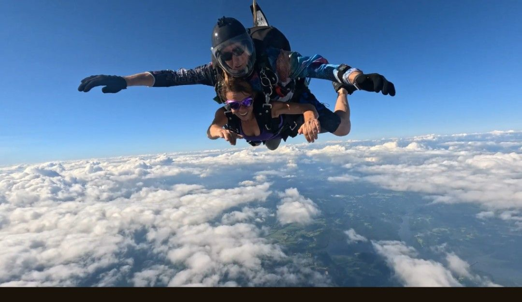 A tandem skydiving.