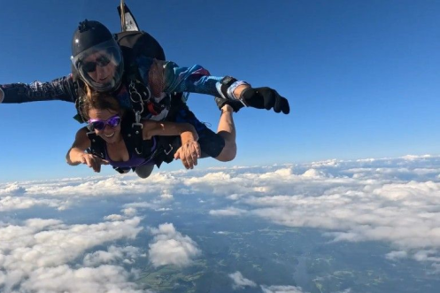 A tandem skydiving.
