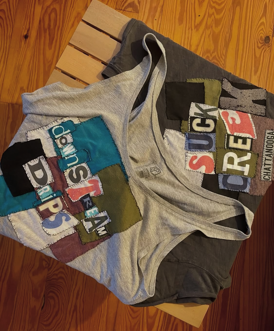 A Few folded crafted and hand sewn tees.
