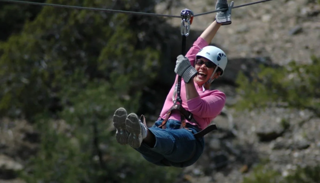 woman ziplining