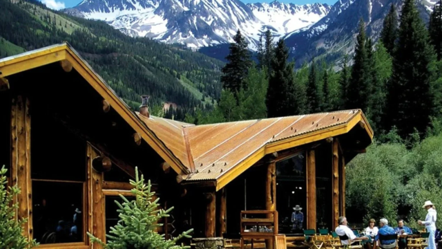 A cabin in the mountains.