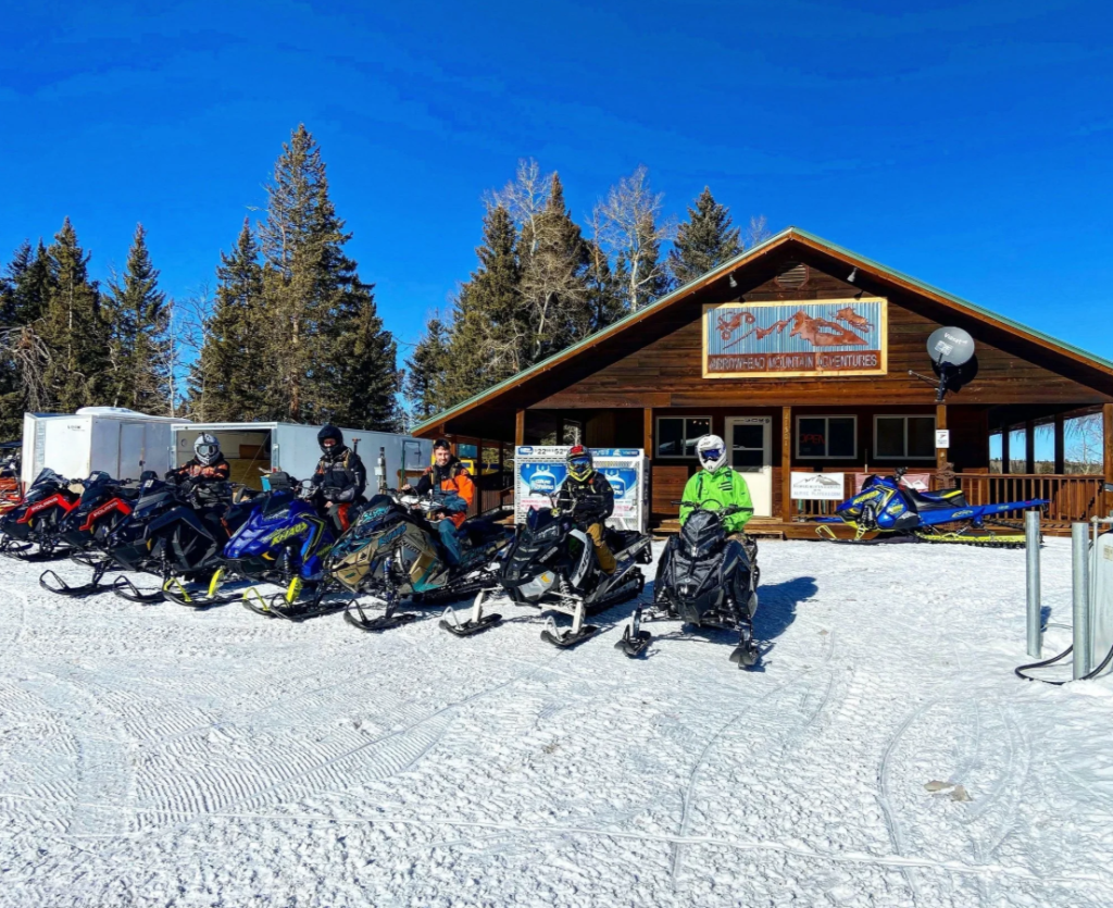 A group of snowmobilers.