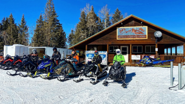 A group of snowmobilers.