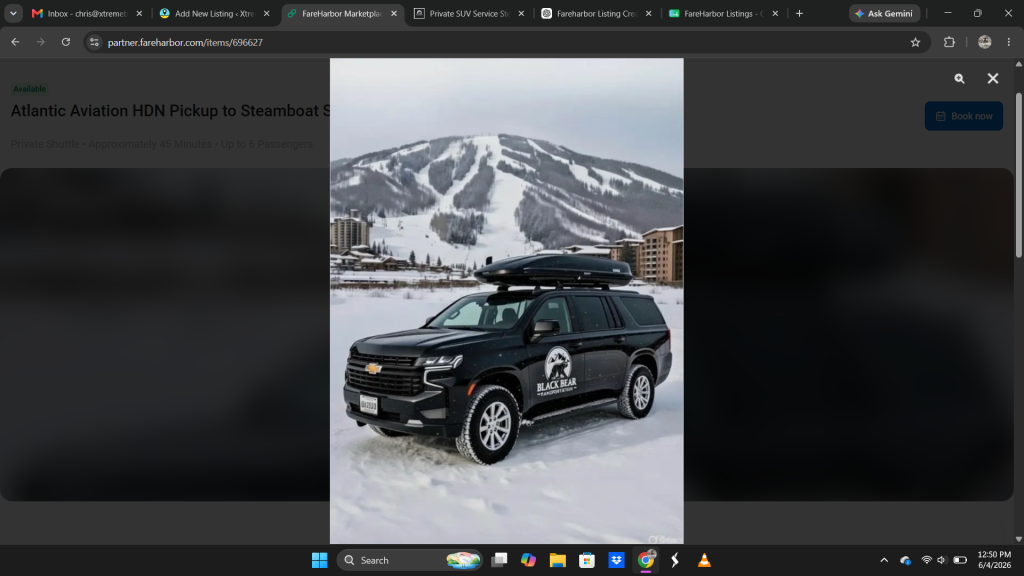 An SUV in the snow.