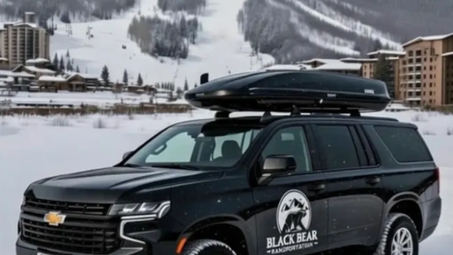 An SUV in the snow.