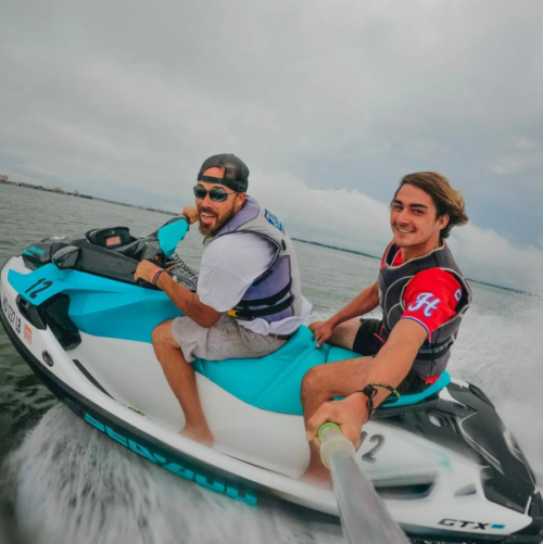 Two men on a jet ski in Ocean City.