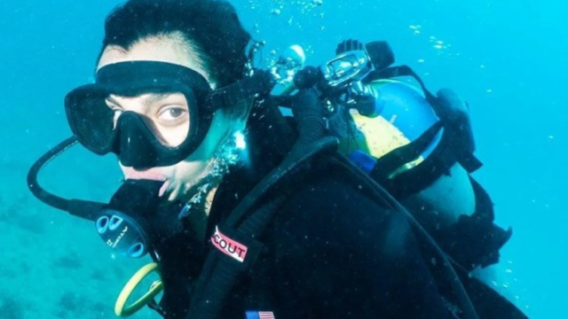A scuba diver in hawaii.
