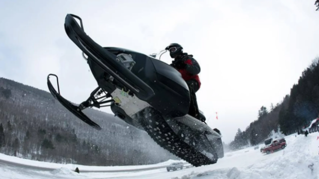 A snowmobile in vermont.