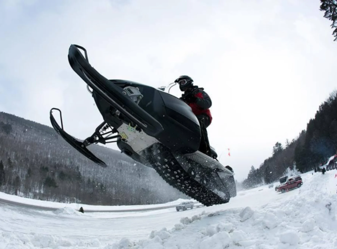 A snowmobile in vermont.